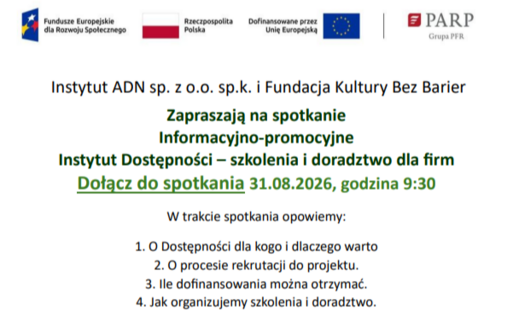 Zdjęcie do Spotkanie Informacyjno-promocyjne Instytut Dostępności &ndash; szkolenia i doradztwo dla firm
